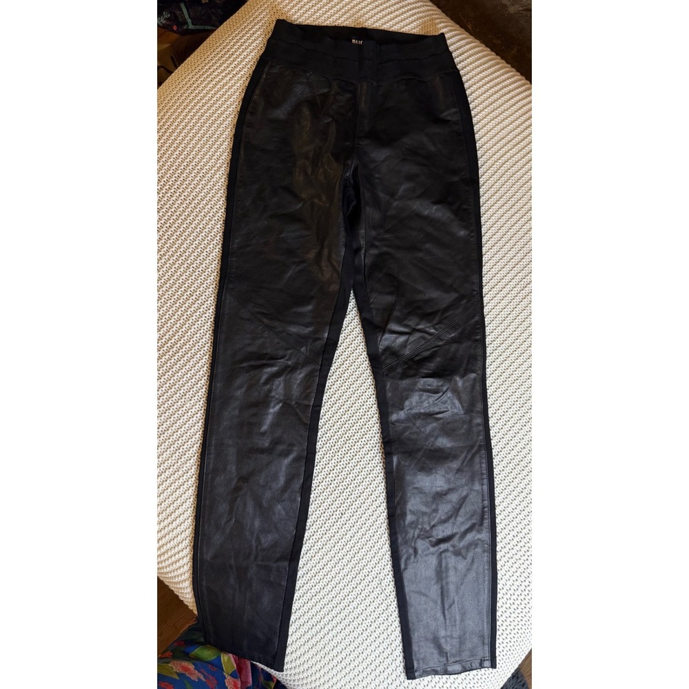Anthropologie Paige Black Genuine Leather Front Mixed Media Ponte Leggings Pants